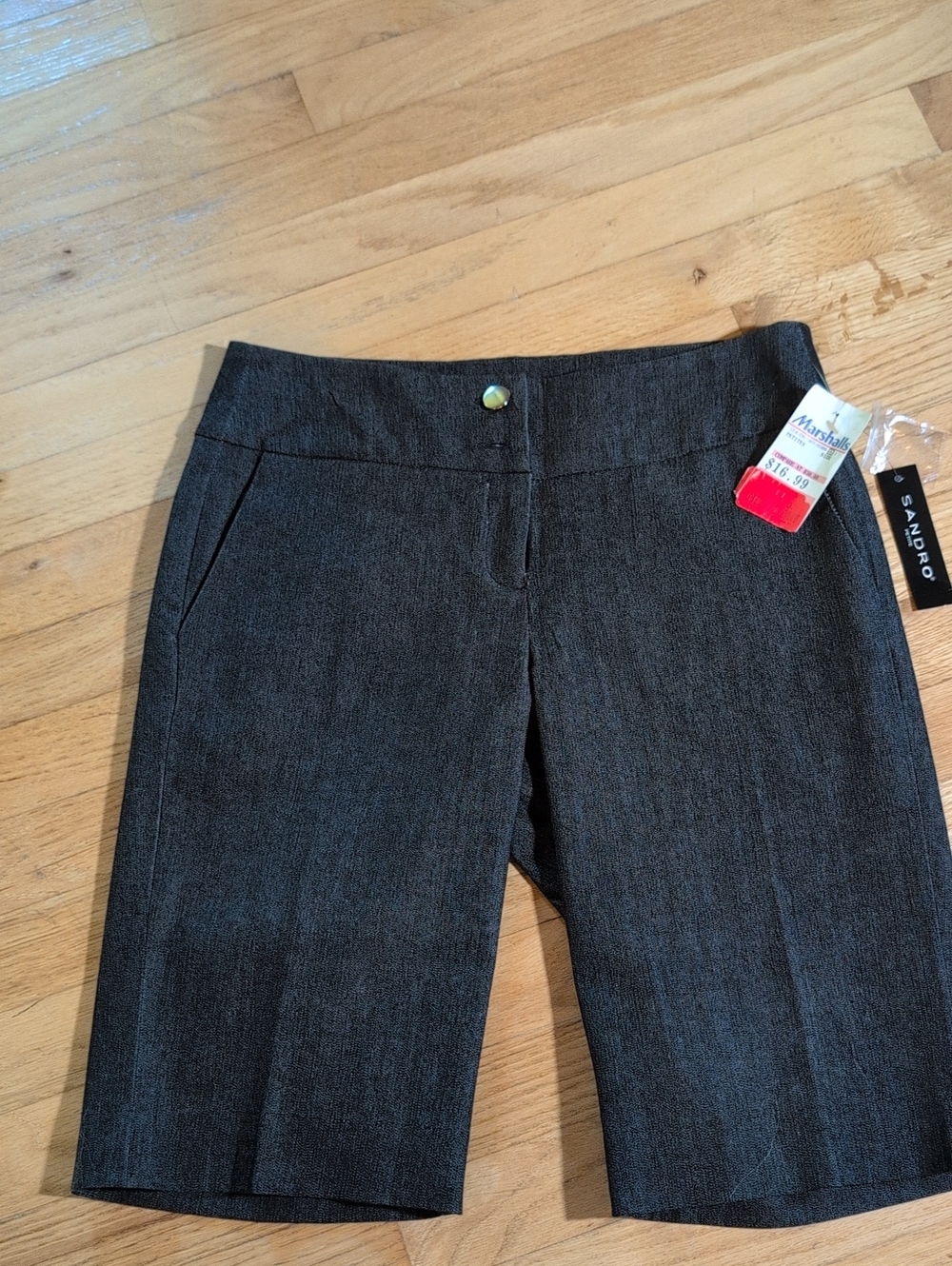 Sandro Charcoal Gray Stretch Bermuda Shorts
